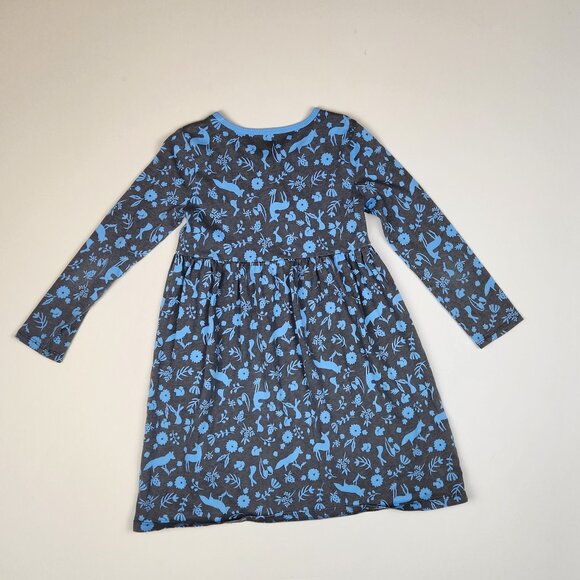 Tea Collection Long Sleeve Sparkle Henley Dress Floral Forest Animals sz 6 - Picture 2 of 8